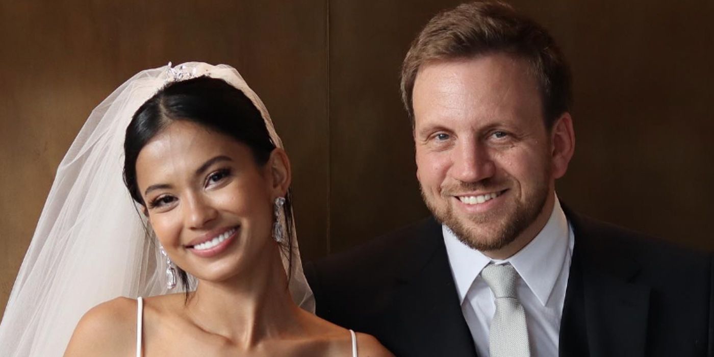 juliana and ben 90 day fiance smiling in wedding outfits