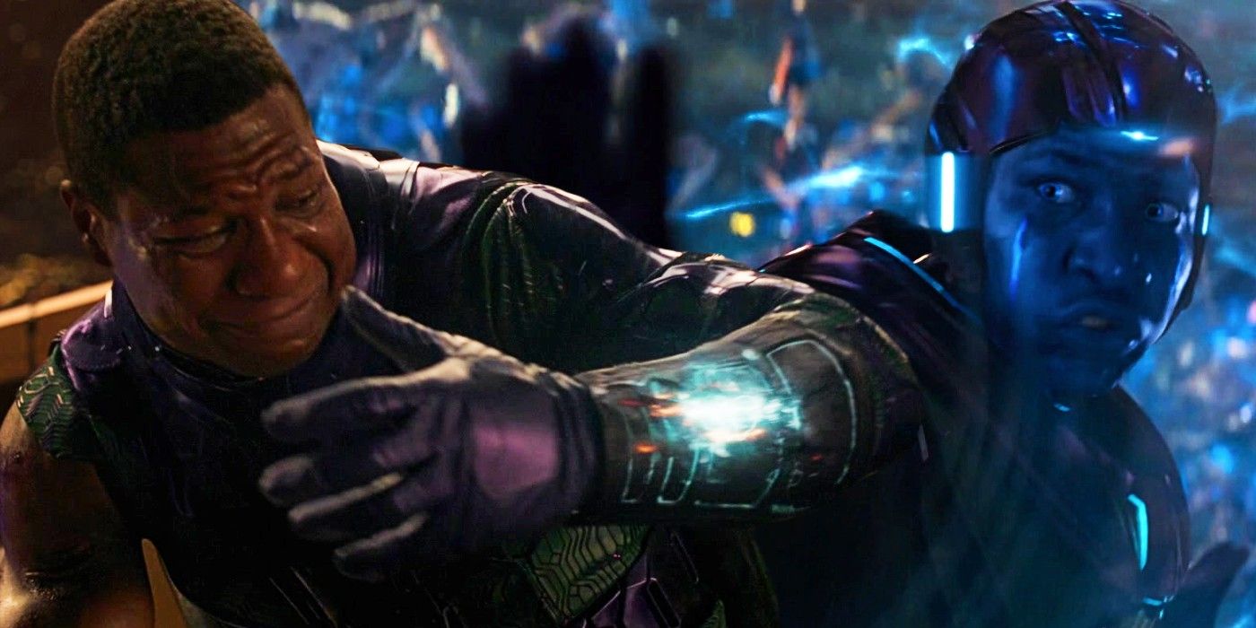 Custom image of Kang the Conqueror with a broken and functional suit in Ant-Man and the Wasp: Quantumania.