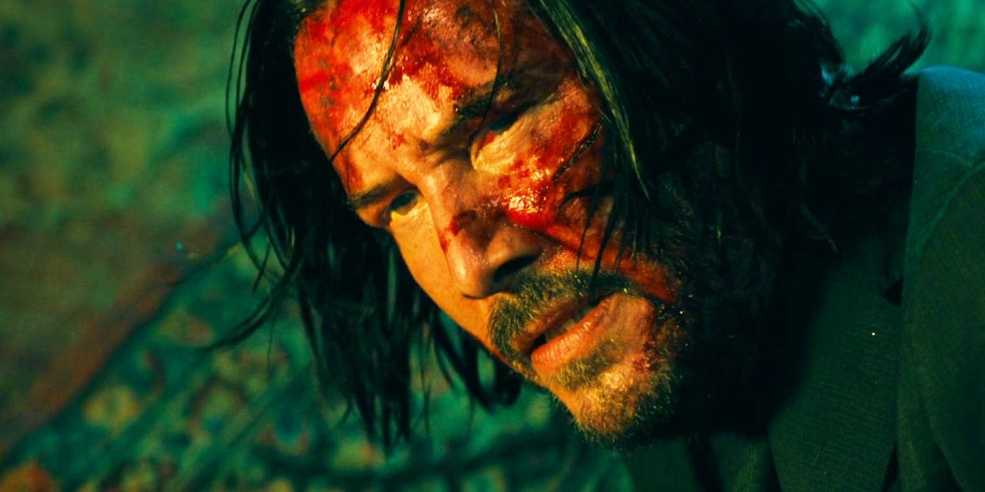 Keanu Reeves covered in blood in John Wick: Chapter 3.