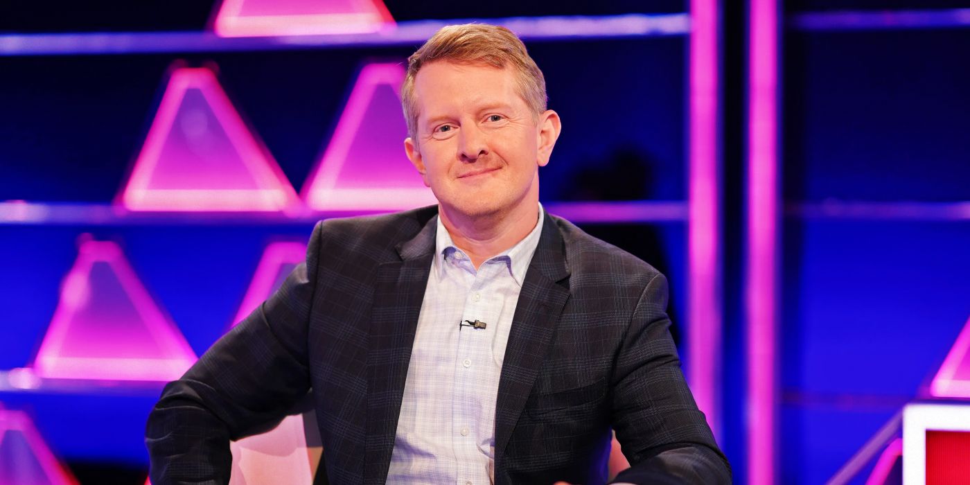 Ken Jennings from Jeopardy on a game show set