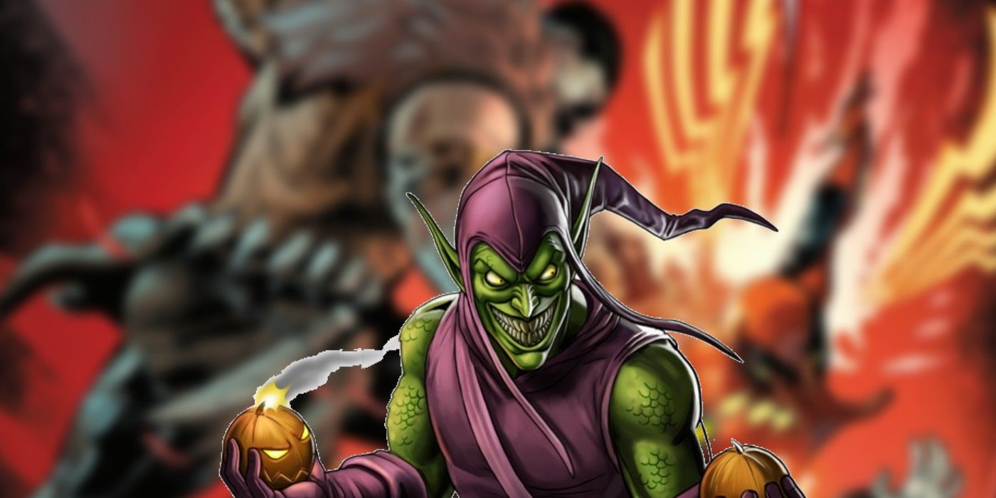 Kraven stabs Spider-Man - Green Goblin in front