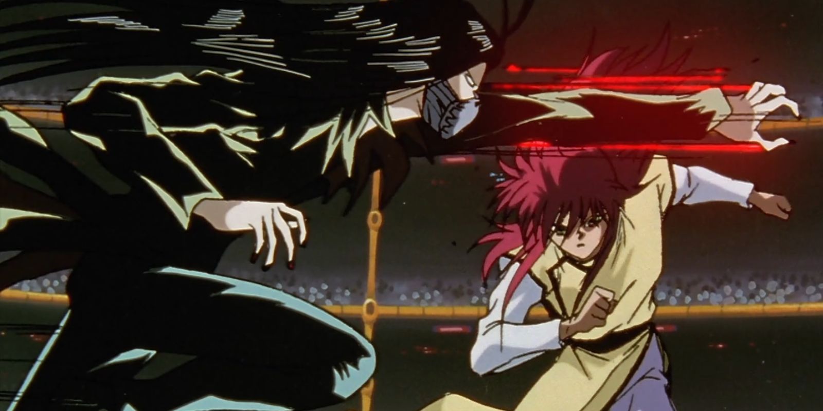 Kurama from Yu Yu Hakusho avoids a hit