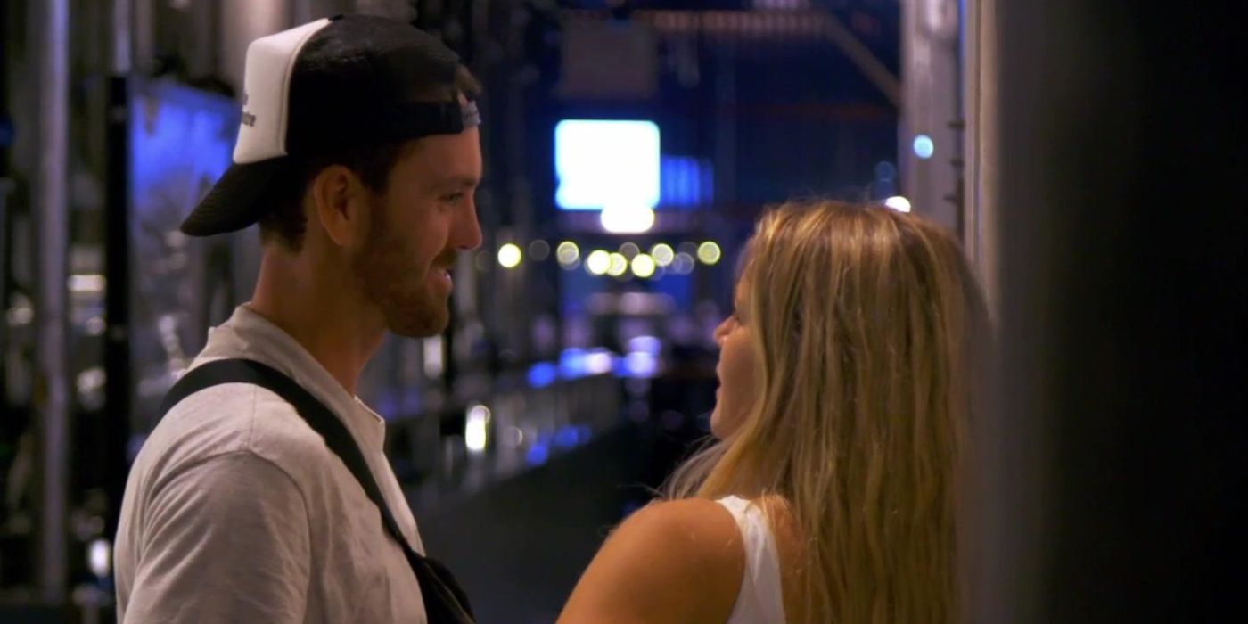 Laura and Luke from Below Deck Down Under looking at each other