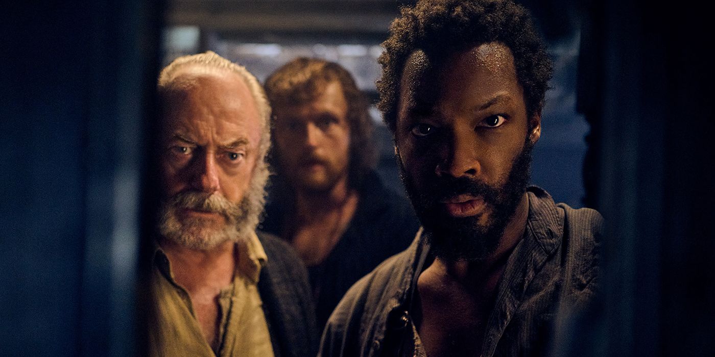 Liam Cunningham and Corey Hawkins in The Last Voyage of the Demeter