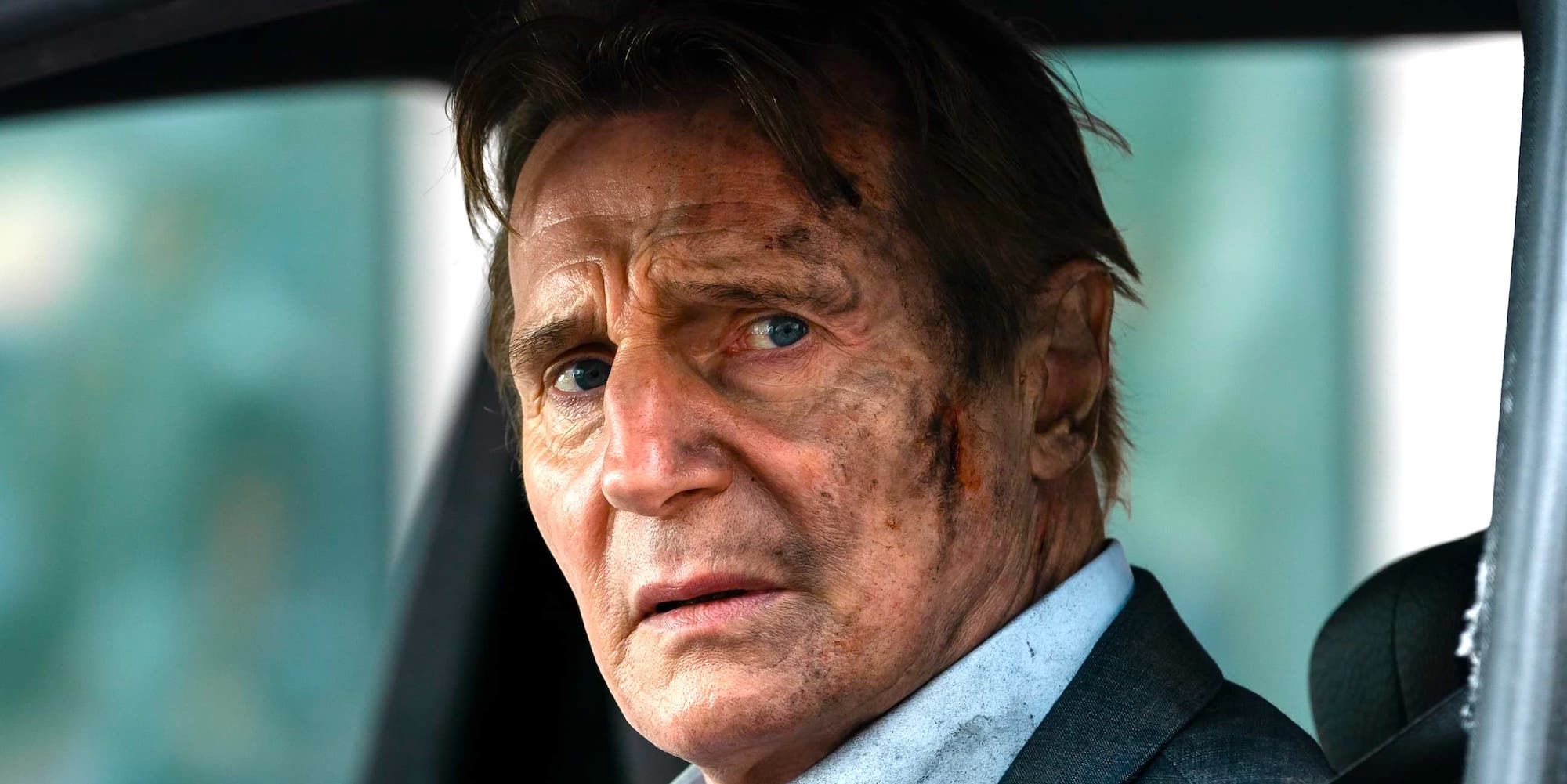 Liam Neeson Looking Scratched Up in Retribution