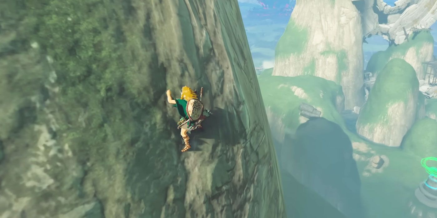 Link Climbing in Zelda: Tears of the Kingdom.