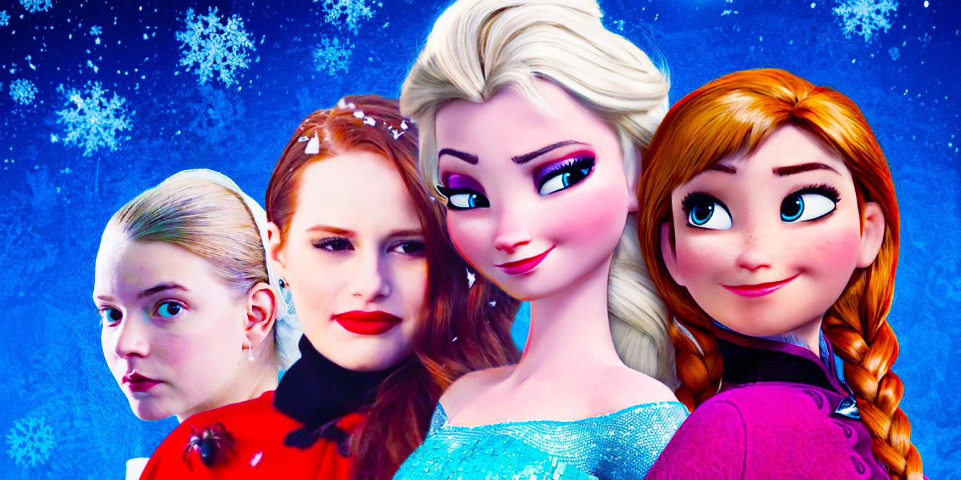 Anya Taylor-Joy, Madelaine Petsch, Elsa, and Anna from Frozen