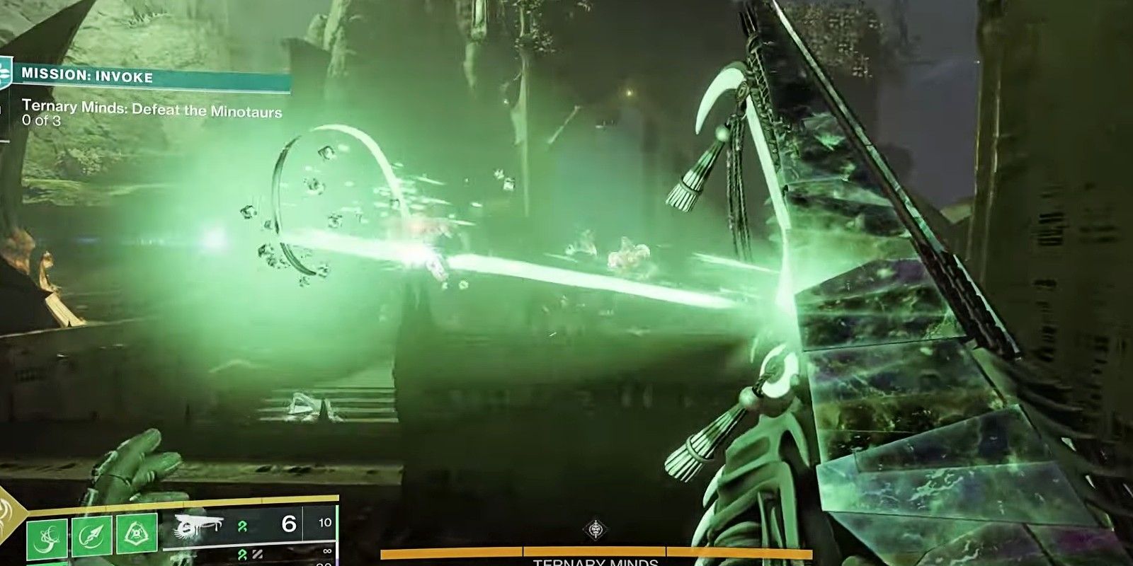 Loading a grenade into a Tesselation Exotic Fusion Rifle in Destiny 2