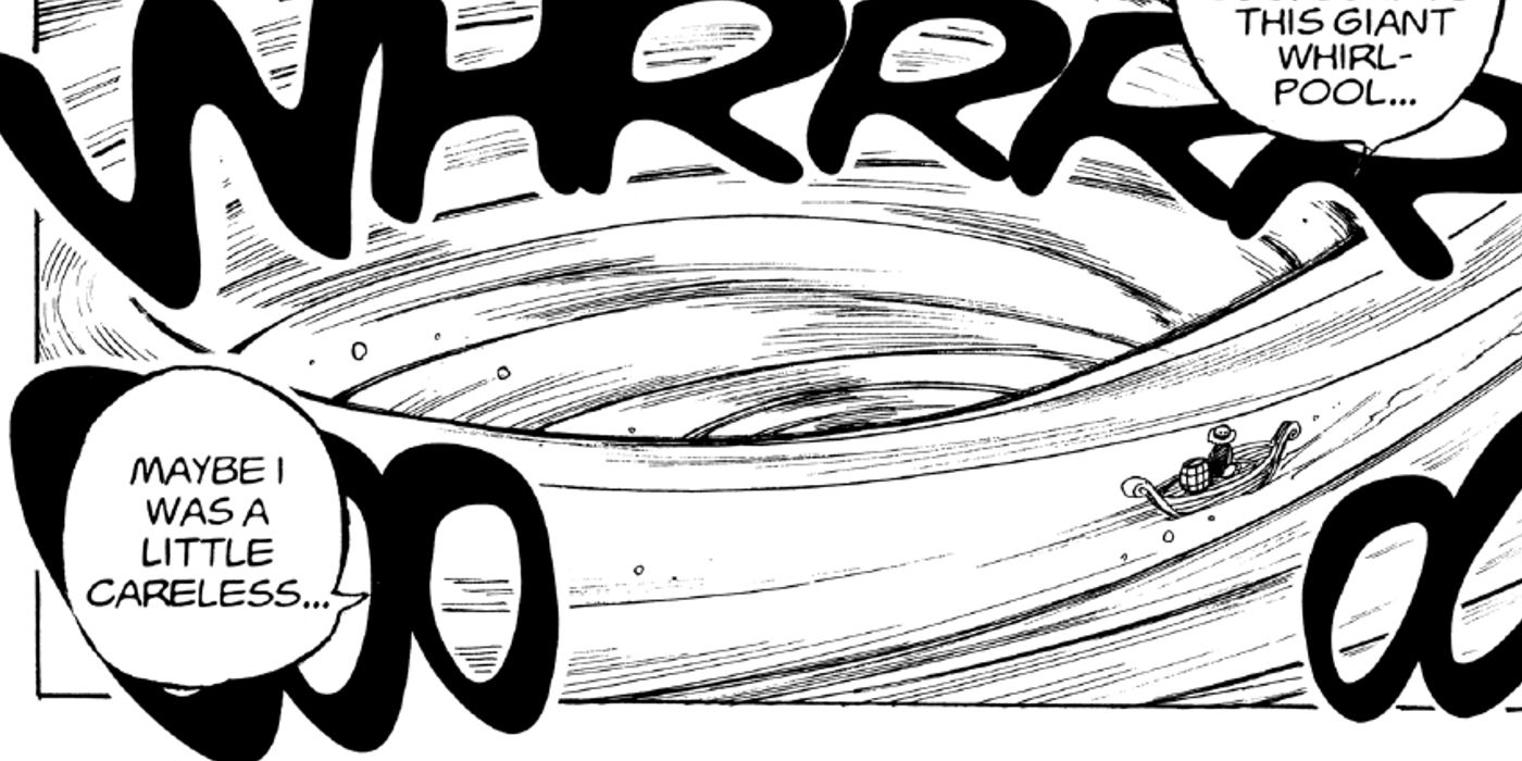 Luffy and the whirpool in One Piece
