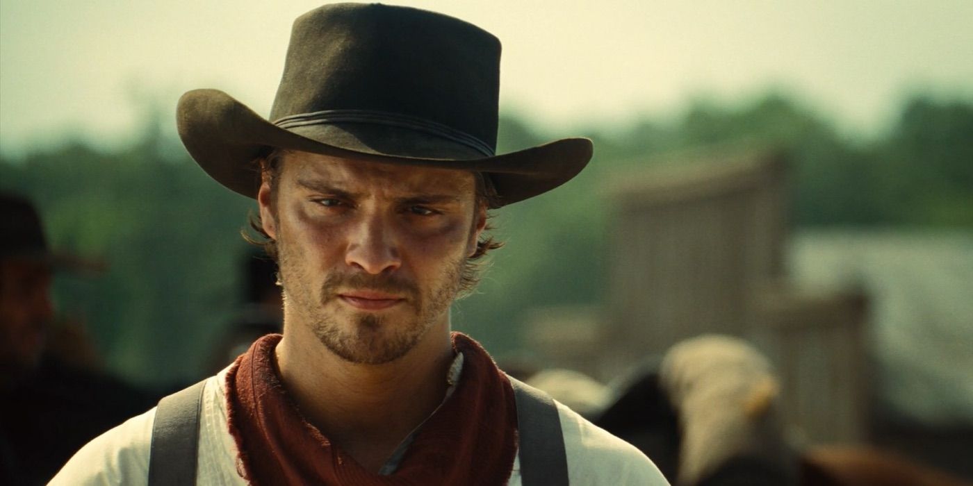 Luke Grimes looks dejected in The Magnificent Seven