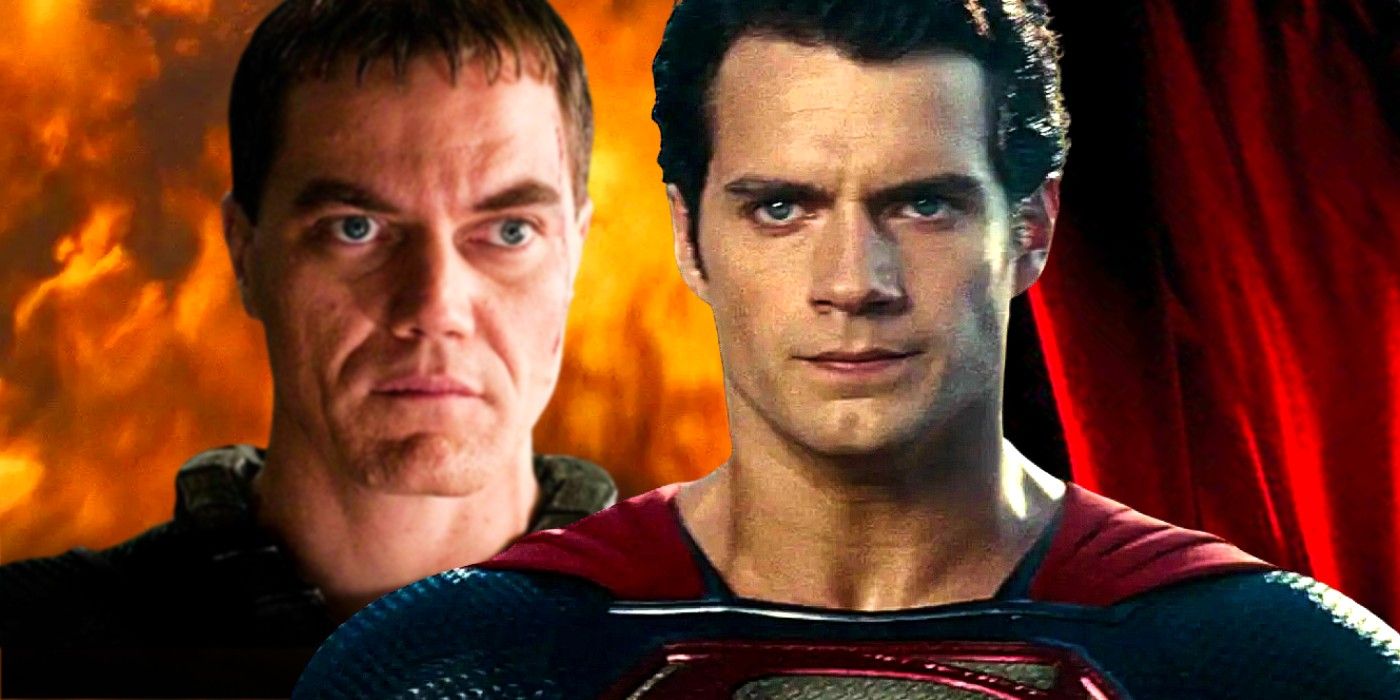 man of steel henry cavill as Superman and michael shannon as General Zod