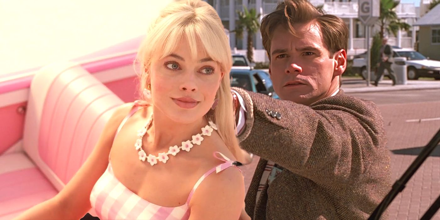 Margot Robbie in Barbie and Jim Carrey in The Truman Show