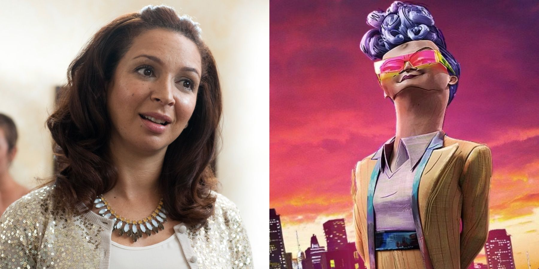 A side-by-side image features actor Maya Rudolph alongside Cynthia Utrom in Teenage Mutant Ninja Turtles: Mutant Mayhem