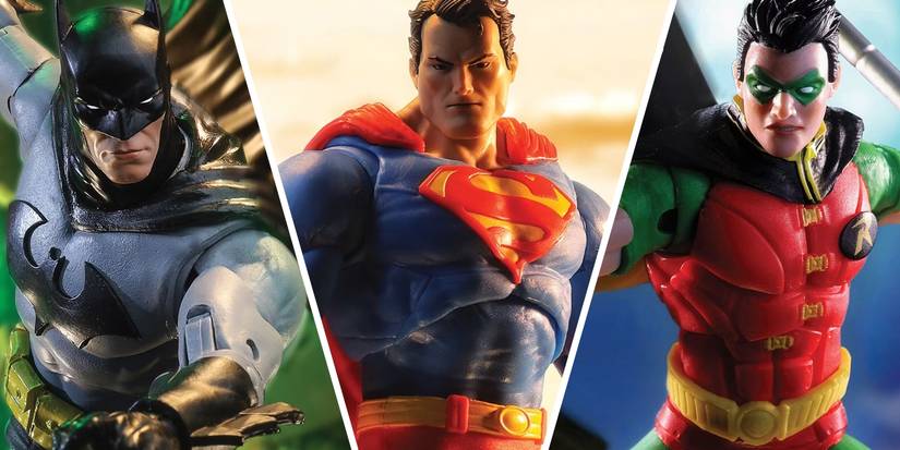 McFarlane Toys DC Covers including action figure Superman, Batman, and Robin