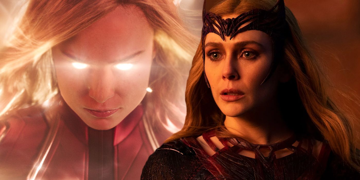 Brie Larson as Captain Marvel and Elizabeth Olsen as Wanda Maximoff in the MCU