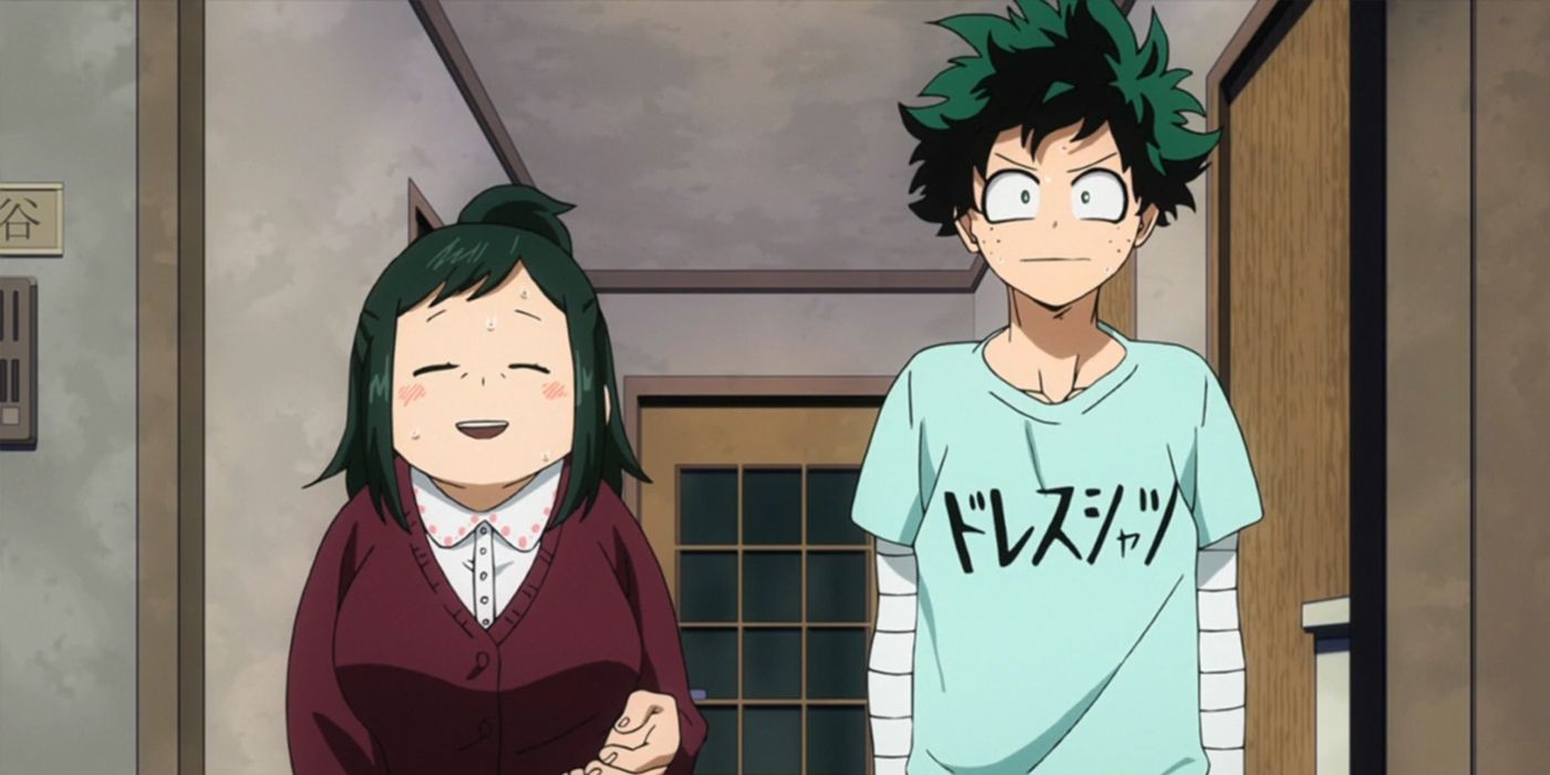  Izuku Midoriya and his mother Inko.