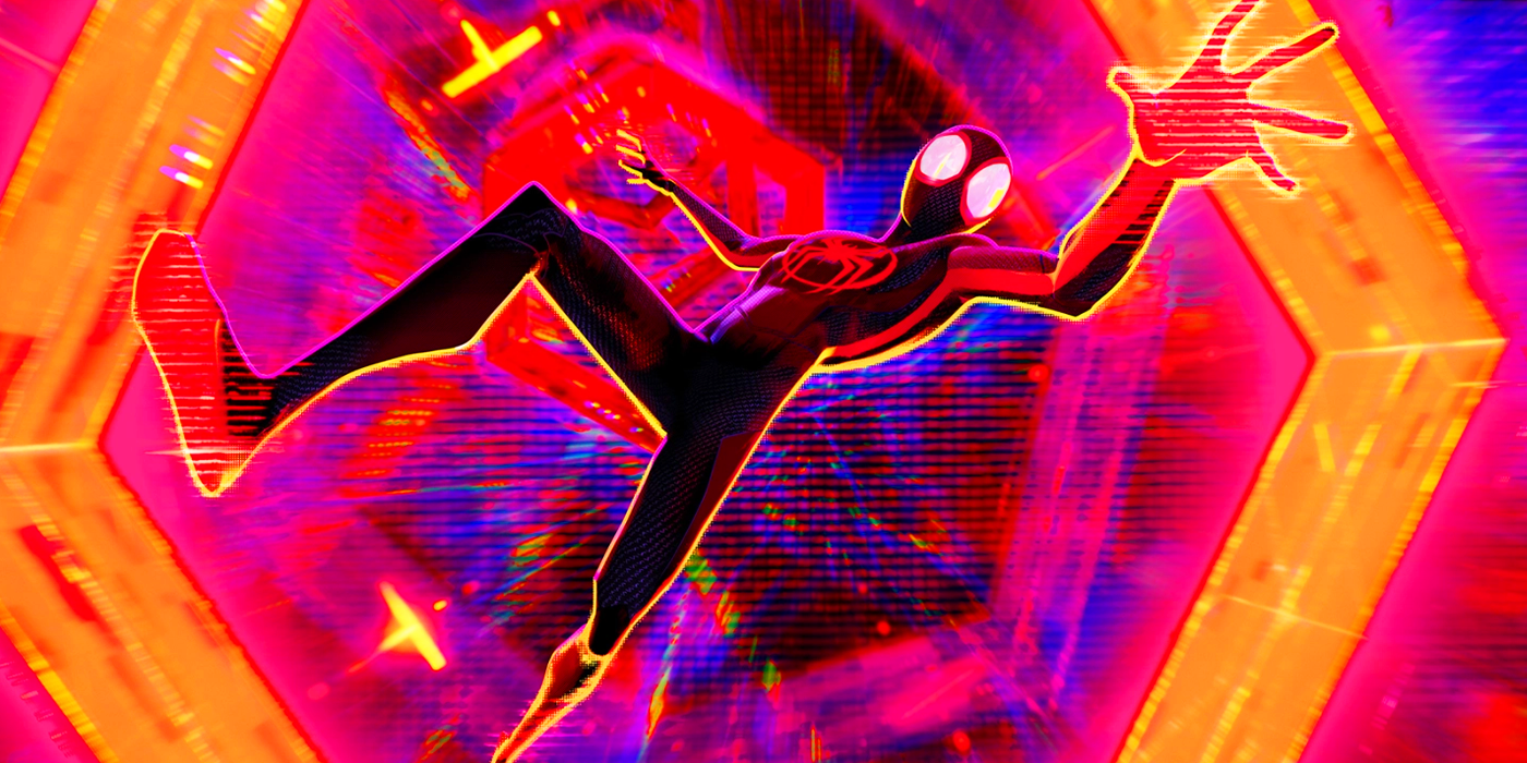 Miles falling through the multiverse in Spider-Man Across the Spider-Verse