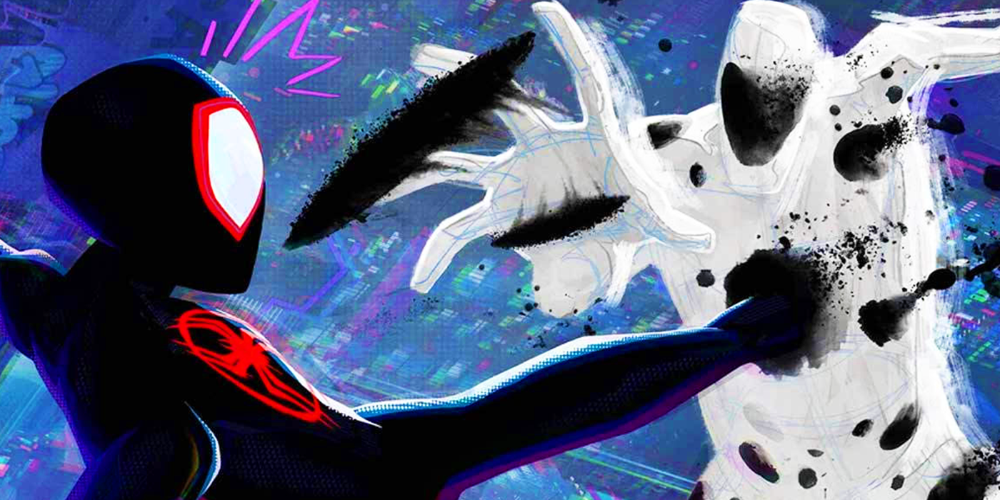 Miles Morales battling the Spot in Spider-Man Across the Spider-Verse