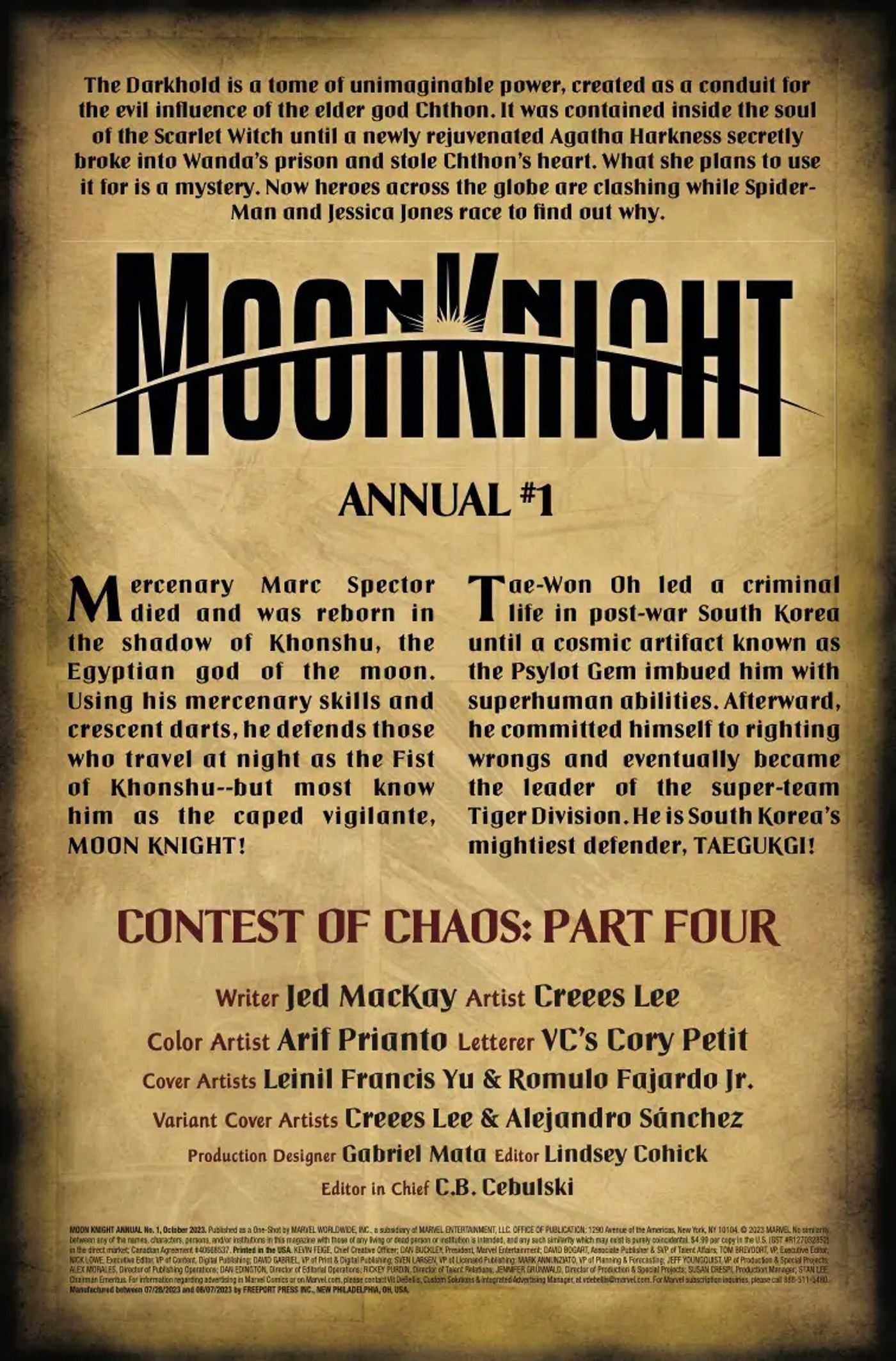Moon Knight Annual #1TAEGUKGI preview credits