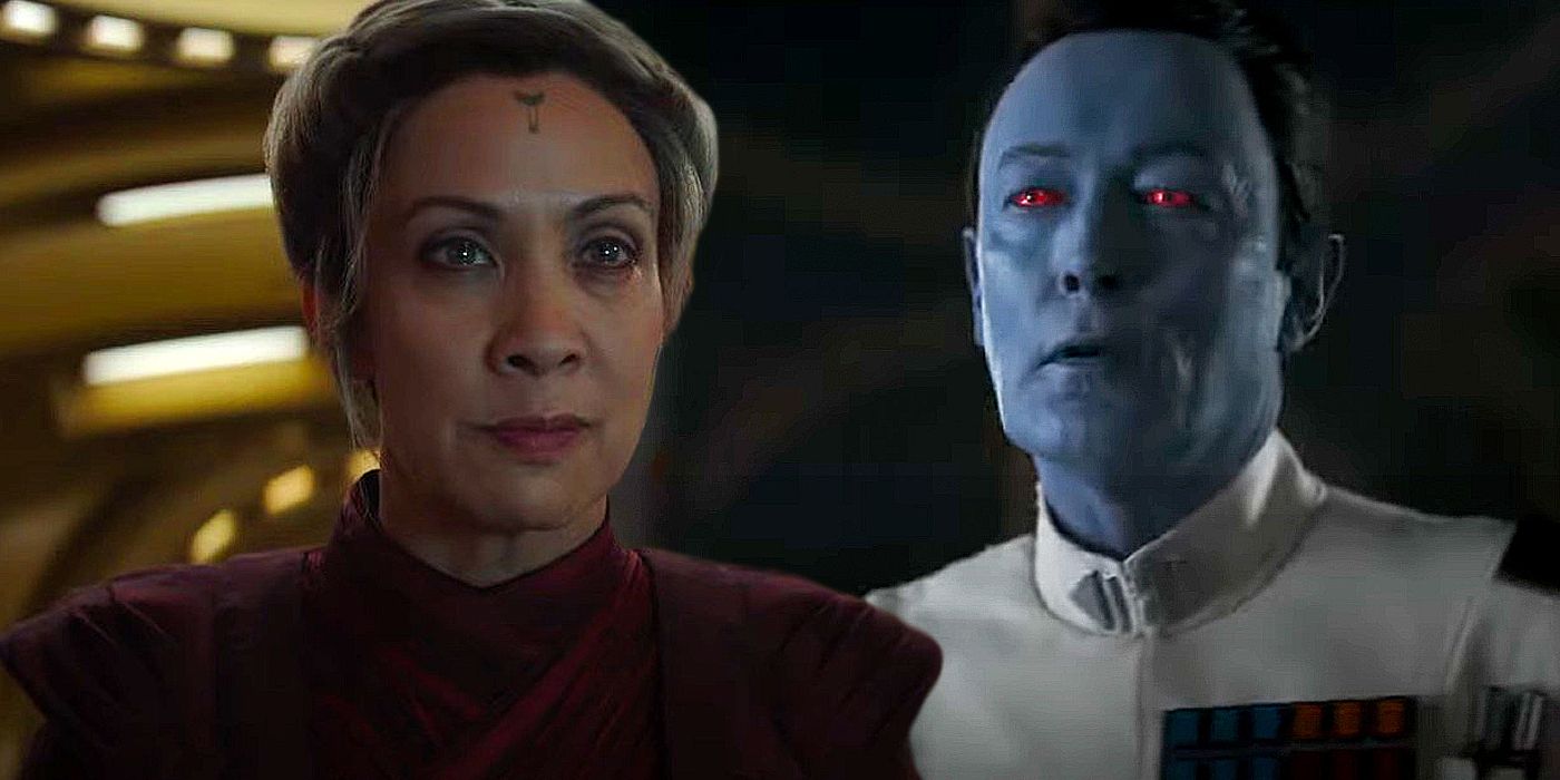 Morgan Elsbeth and Grand Admiral Thrawn as seen in Ahsoka