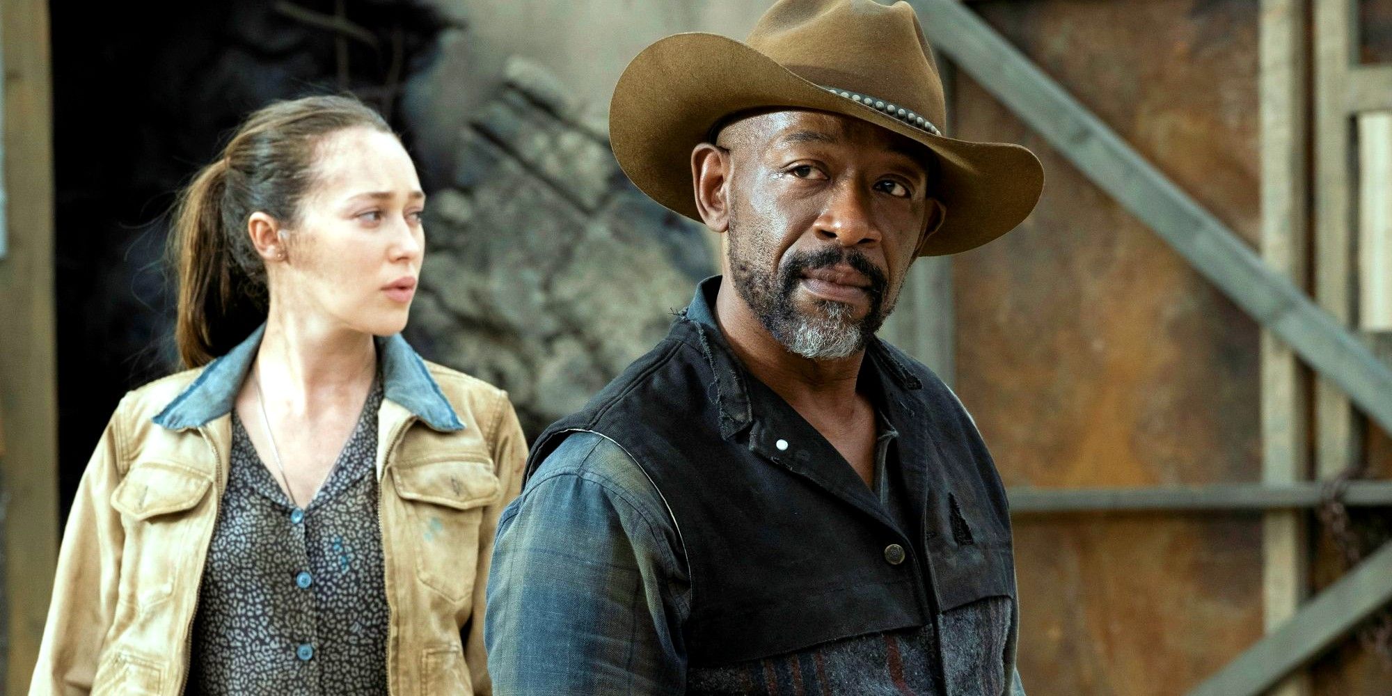 Morgan wearing a cowboy hat with Alicia in Fear the Walking Dead