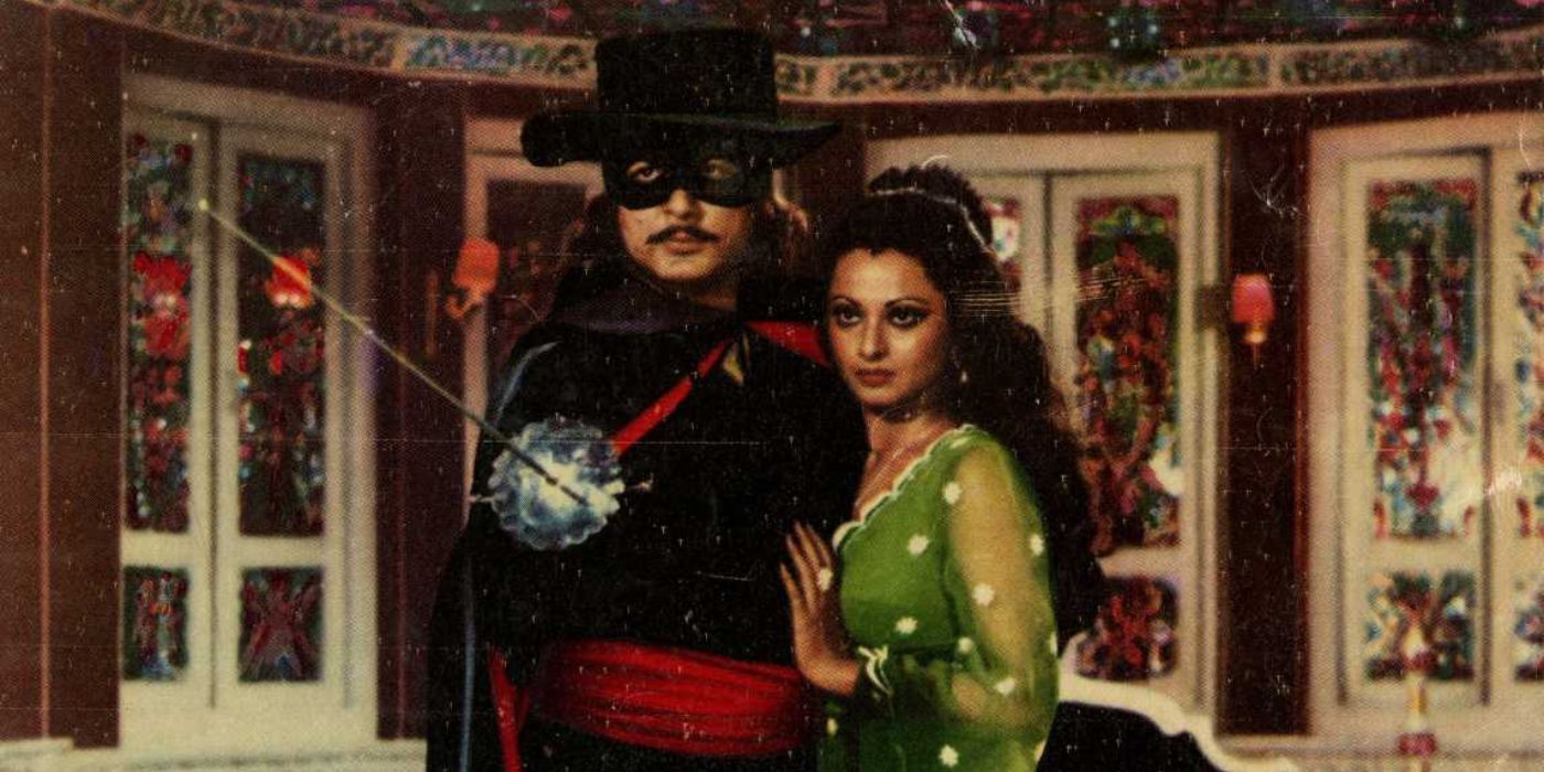 Naveen Nischol wields a sword as Zorro while Rekha clings on to him