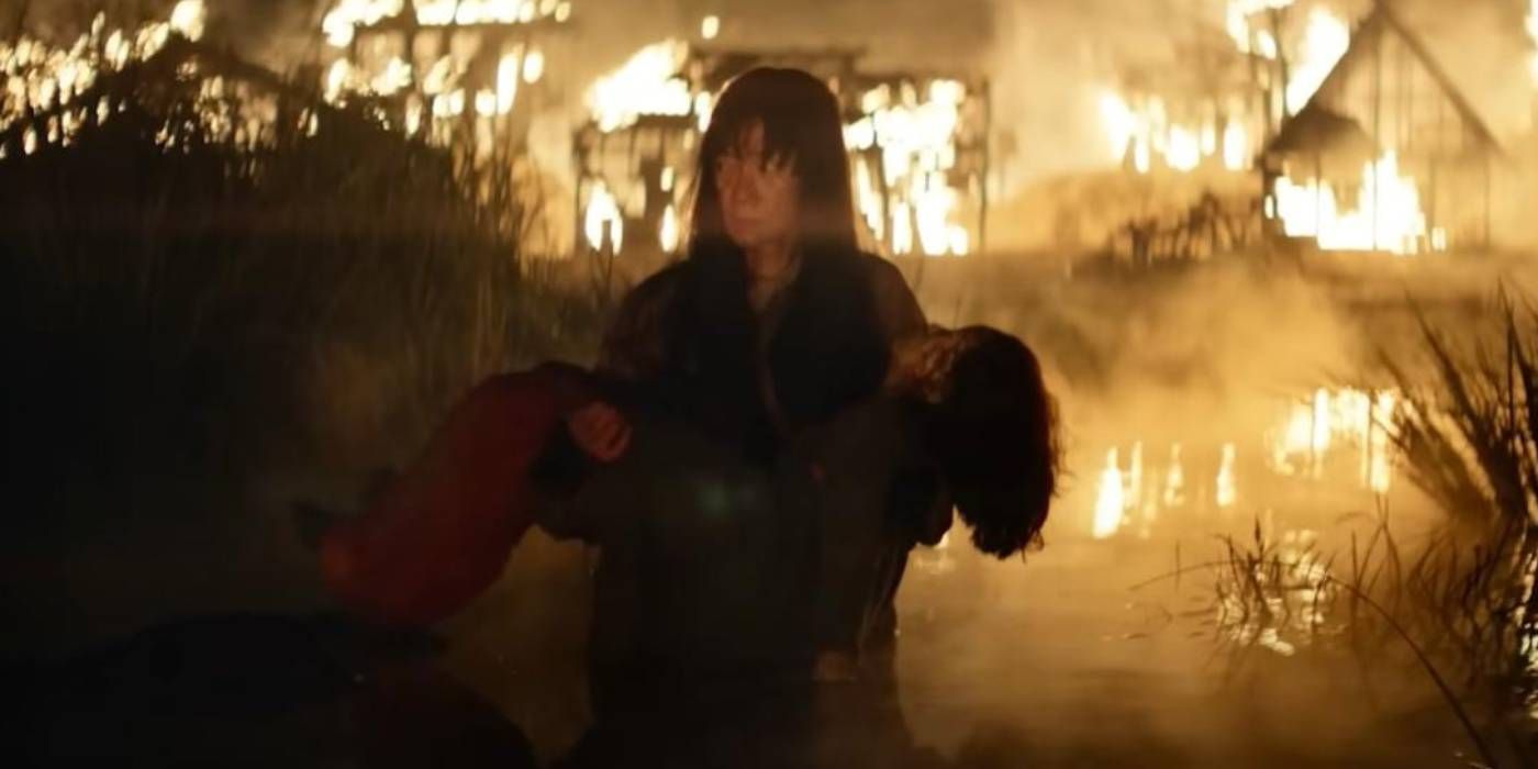 Nemesis burning village scene in Rebel Moon image