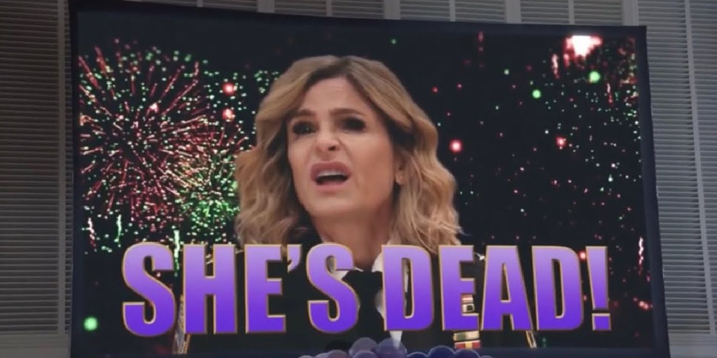 A screen declaring Wuntch is Dead in Brooklyn Nine-Nine