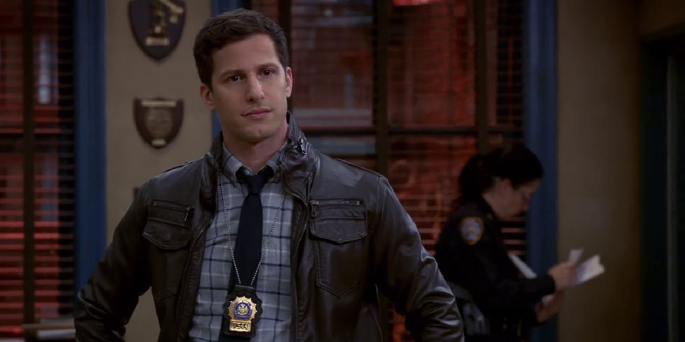 Jake looking serious in Brooklyn Nine Nine