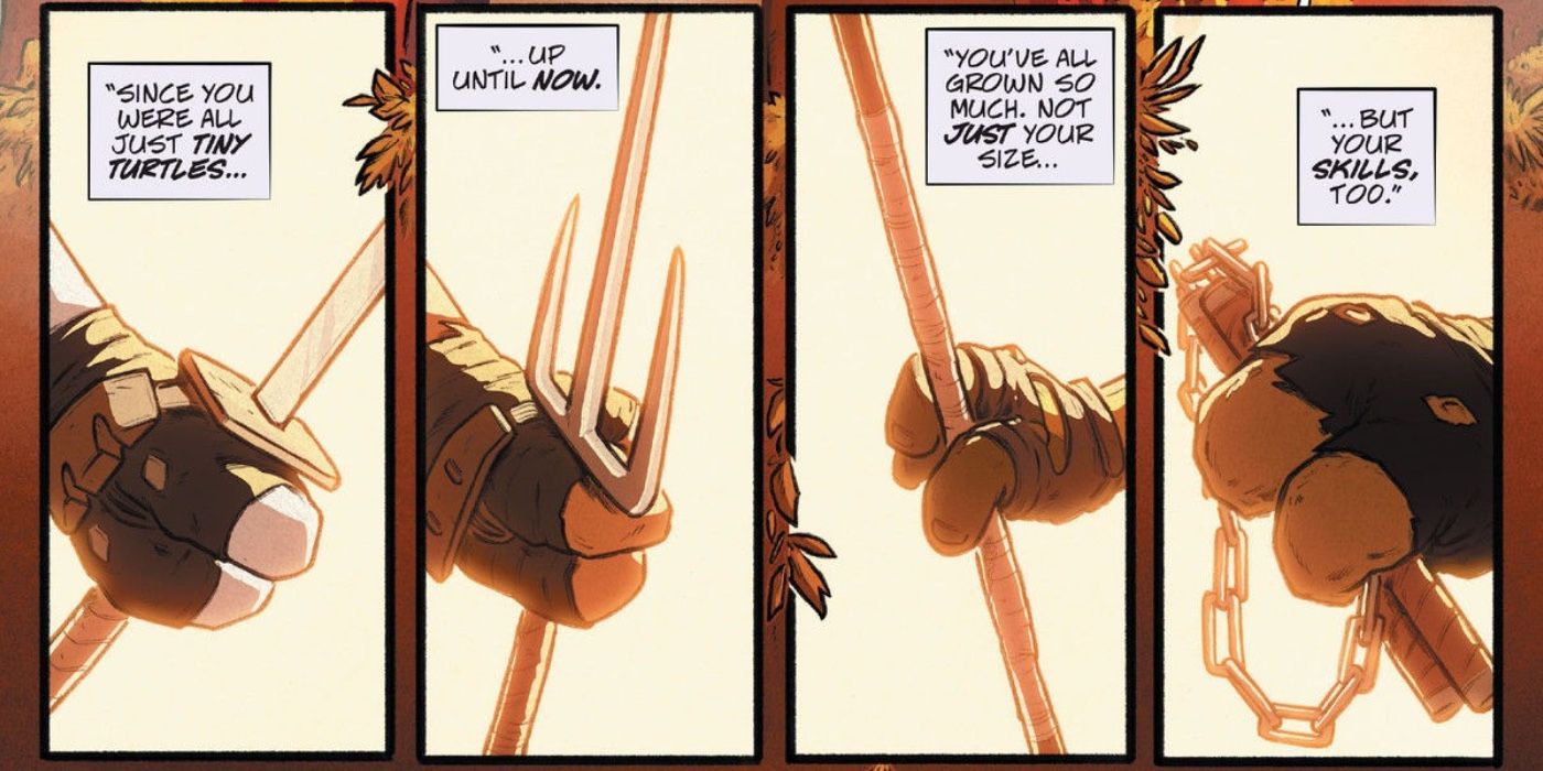 New TMNT hold their weapons in closeups of hands