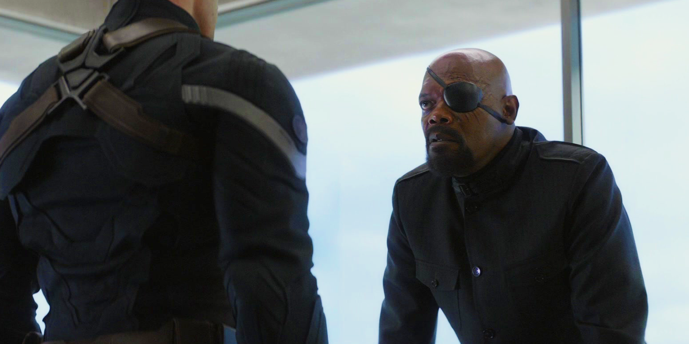 Nick Fury speaking to Captain America in The Winter Soldier