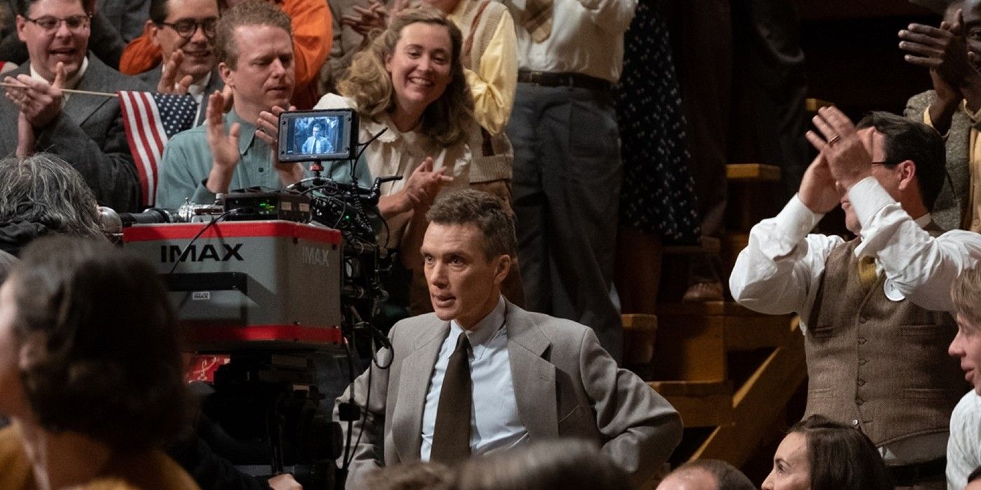 Cillian Murphy being filmed in IMAX for Oppenheimer.