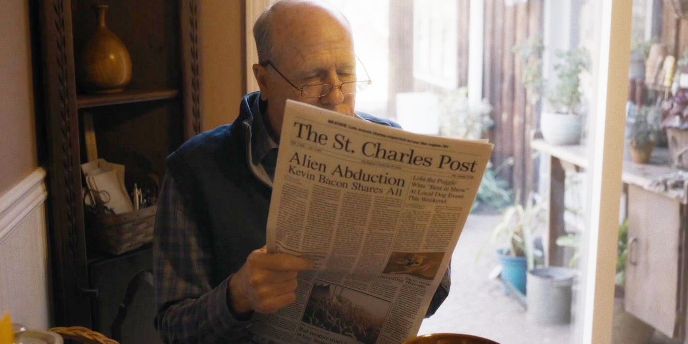 Peter Quill's grandfather reading a newspaper in Guardians of the Galaxy Vol. 3