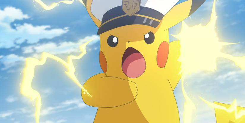 Pokemon Horizons: Captain Pikachu's Thunder Punch.