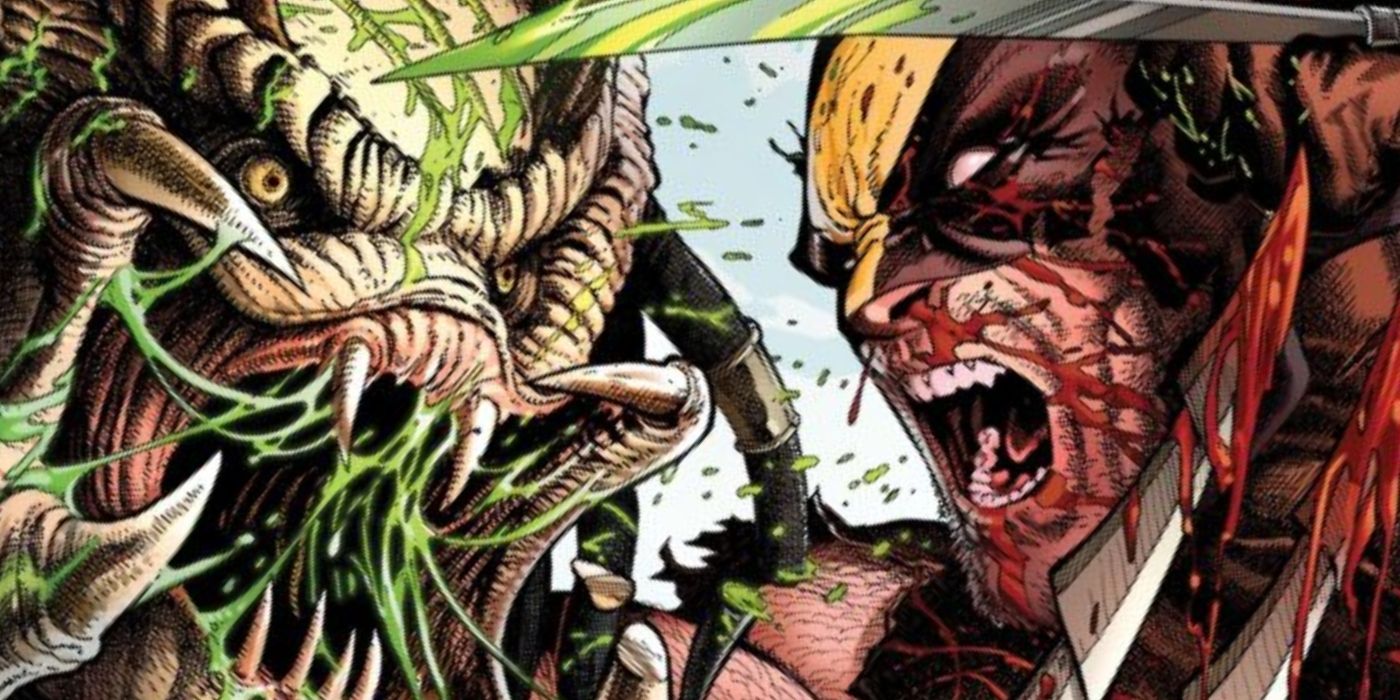 Predator fighting Wolverine.