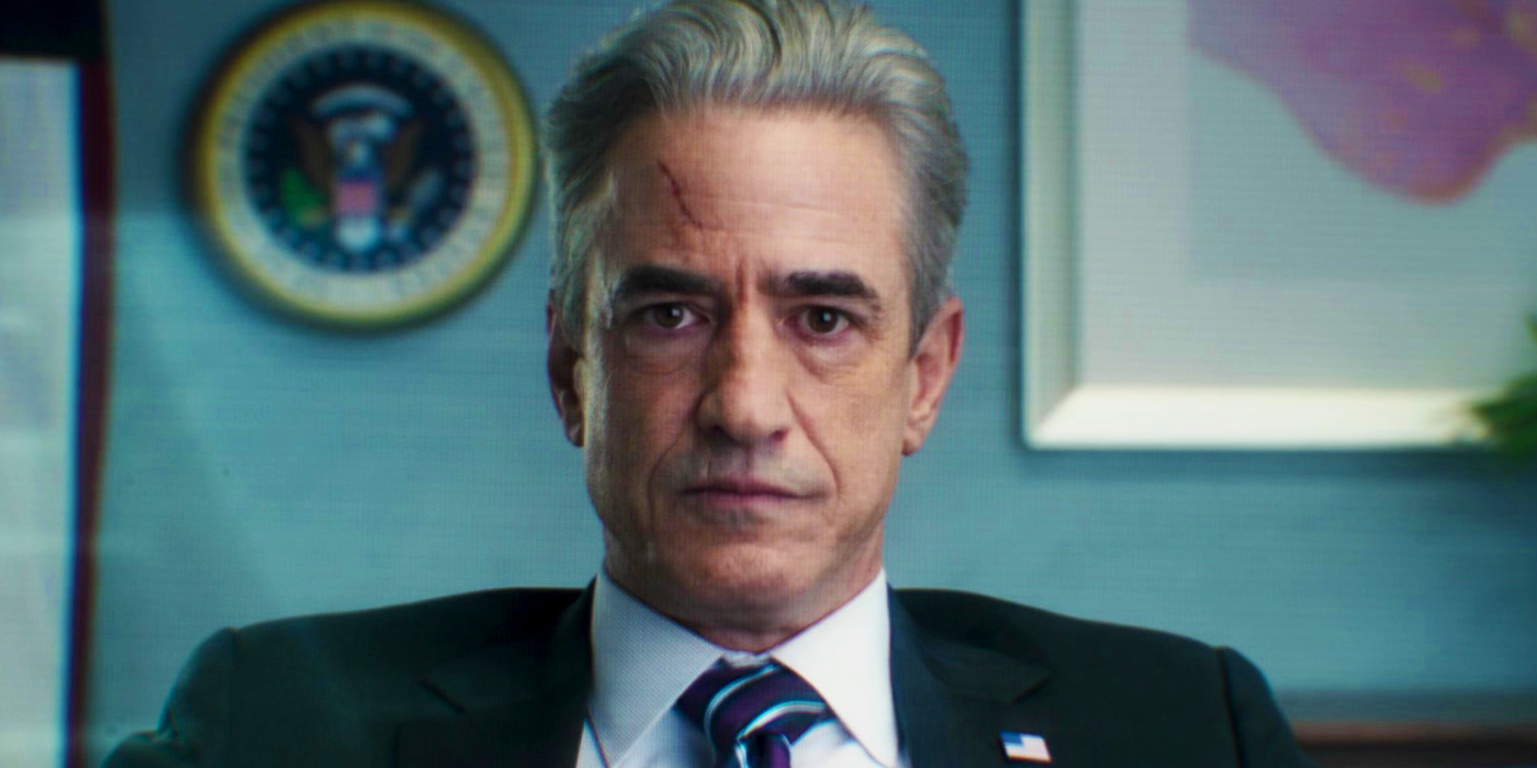 President Ritson declaring war on aliens in Secret Invasion finale