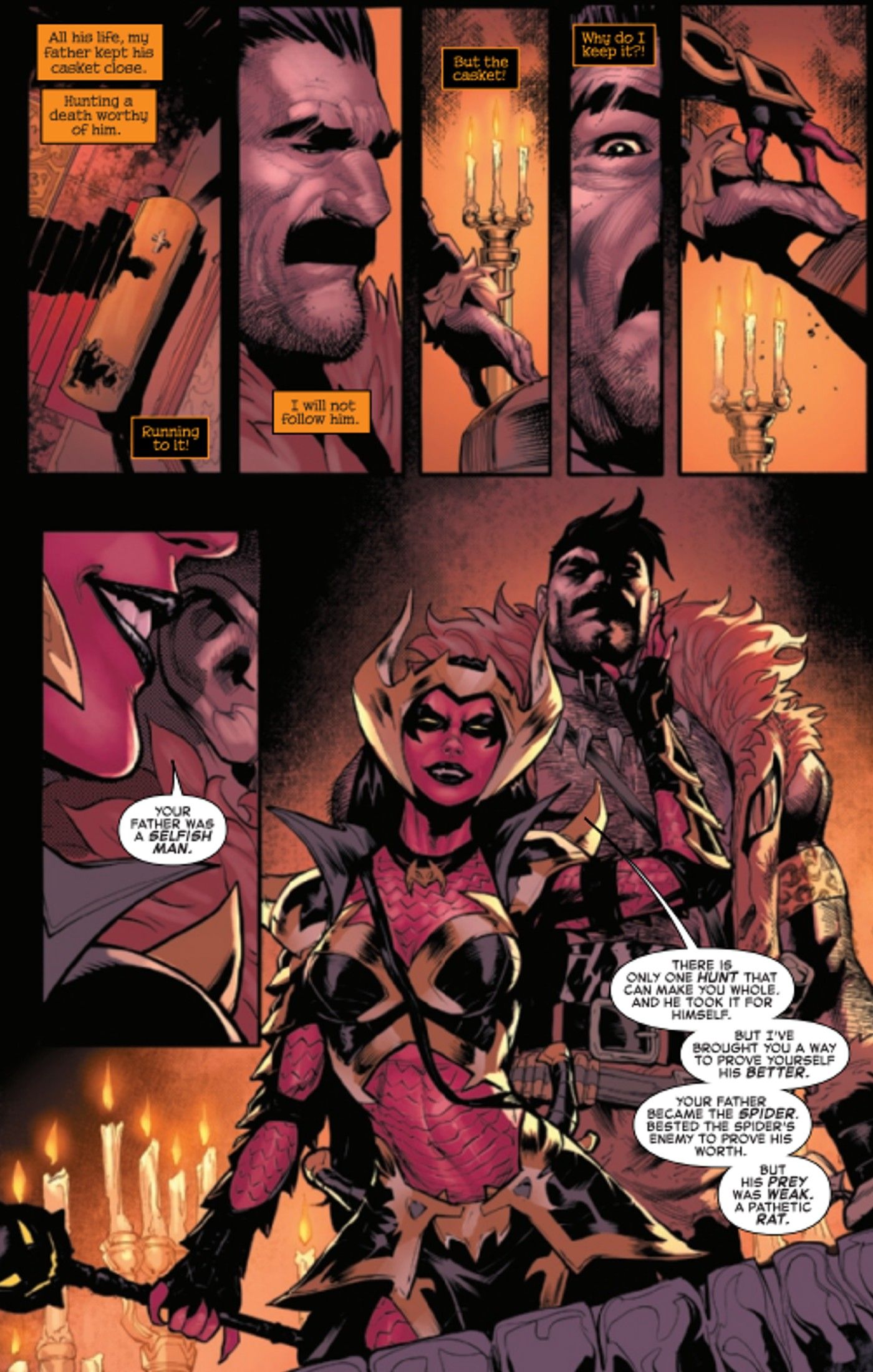 Queen Goblin goads Kraven the Hunter about Spider-Man and Green Goblin