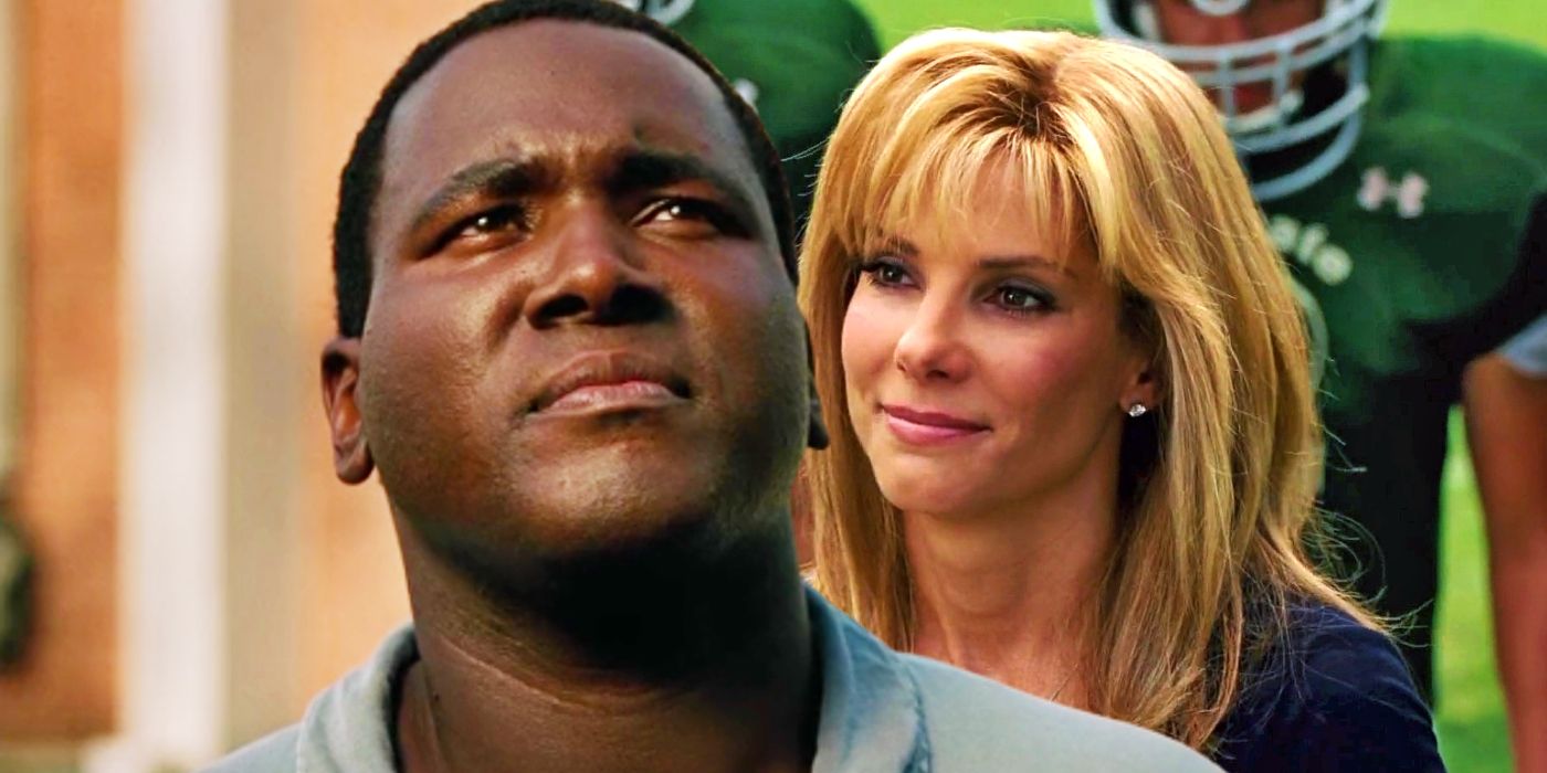 Custom image of Quinton Aaron juxtaposed with Sandra Bullock in The Blind Side.