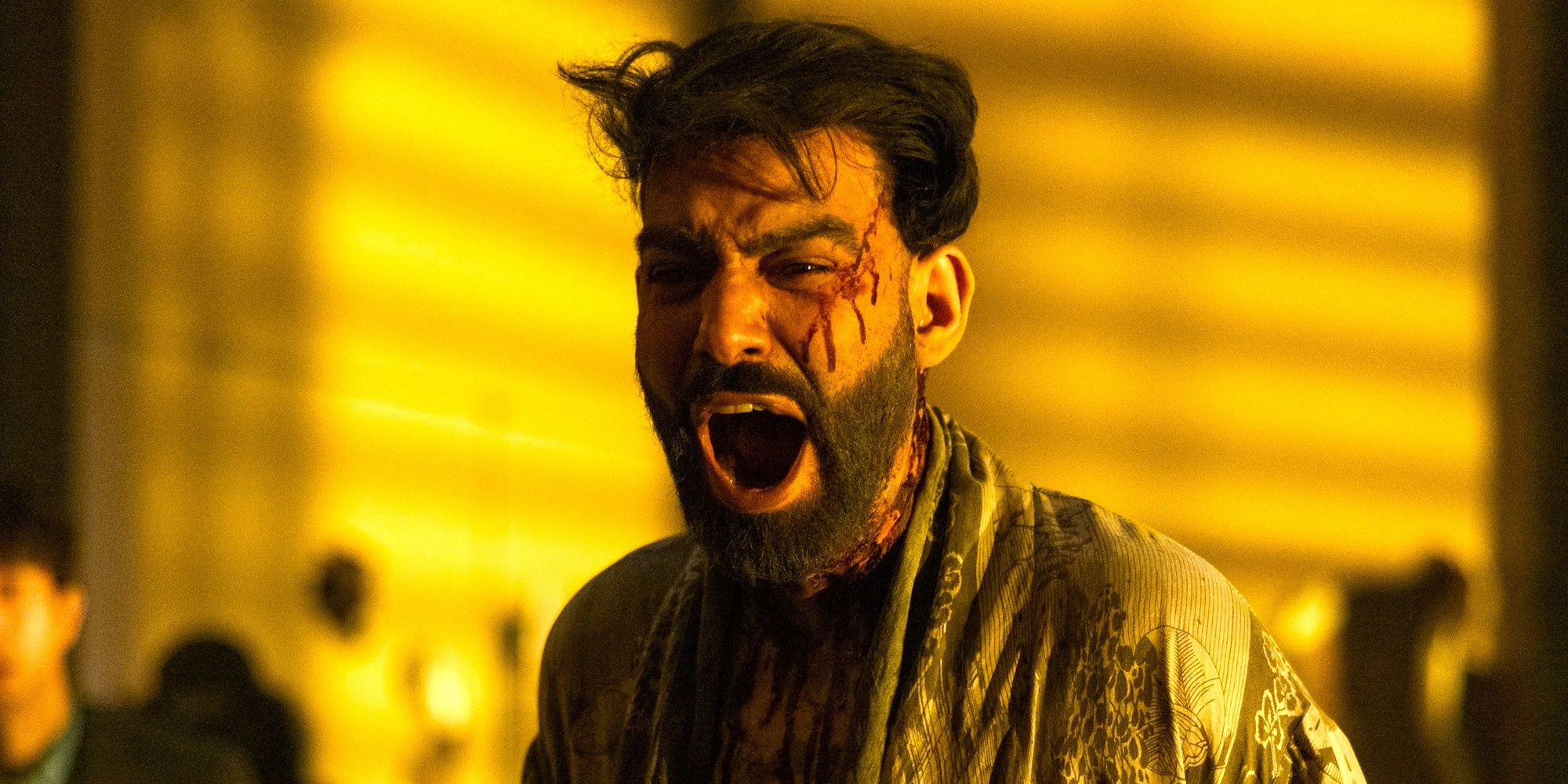 Rahul Kohli Screaming in Mike Flanagan's The Fall of the House of Usher