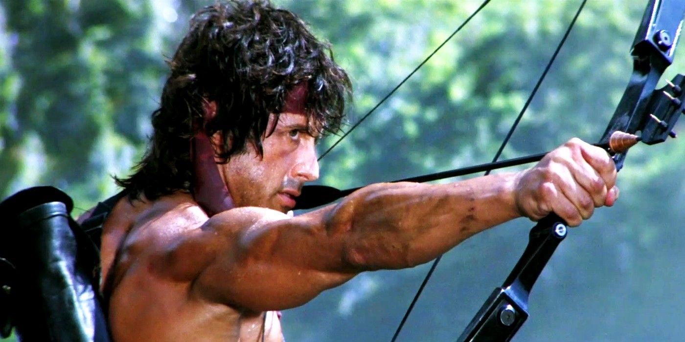 Rambo with his arrows pointed in Rambo First Blood