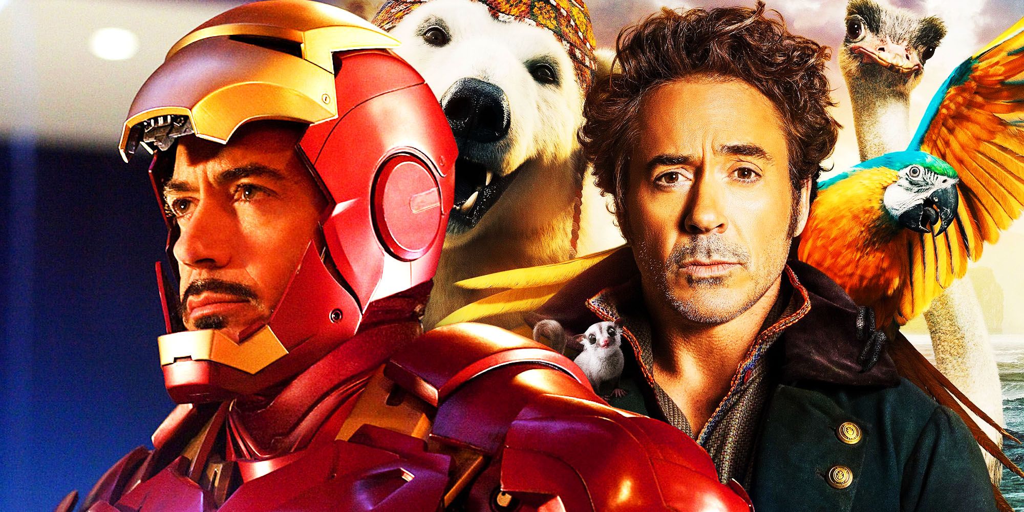 Robert Downey Jr. as Iron Man and Dolittle