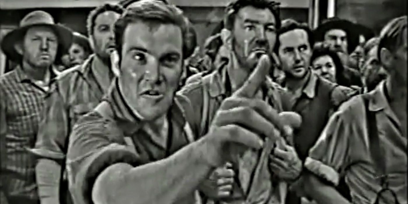 A mob of people gather in Rod Serling's Playhouse 90 episode.