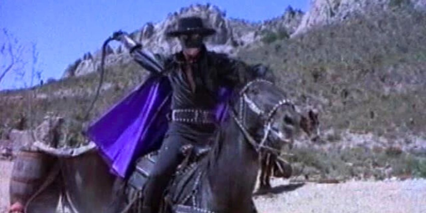 Rodolfo de Anda riding a horse as Zorro