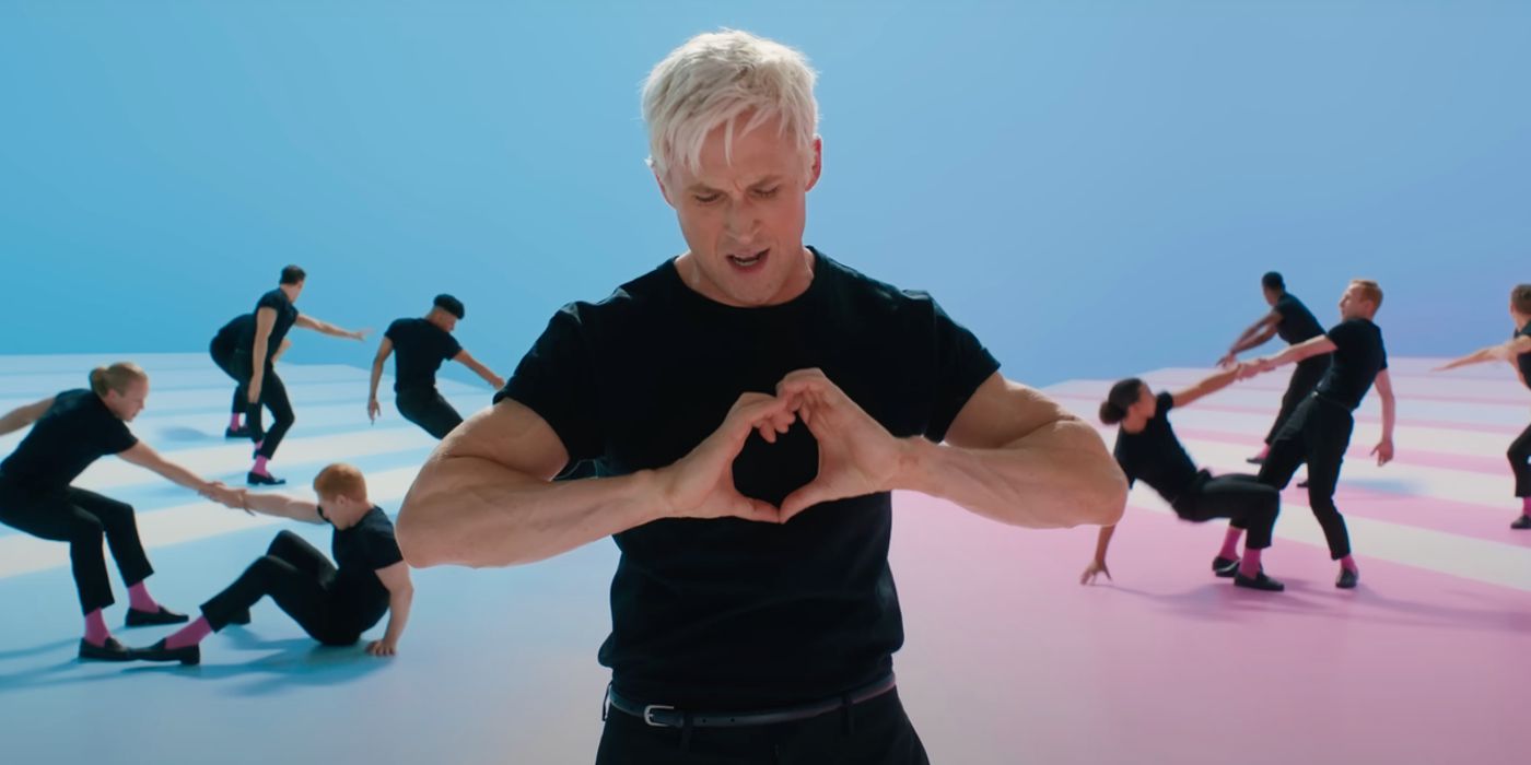Ryan Gosling as Ken Making a Heart during a song in the Barbie Movie