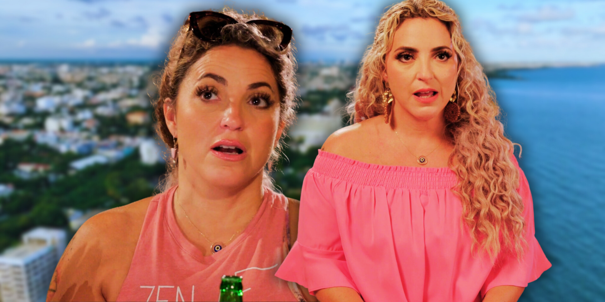 Daniele Gates from 90 day fiance wearing pink clothes and having a shocked expression