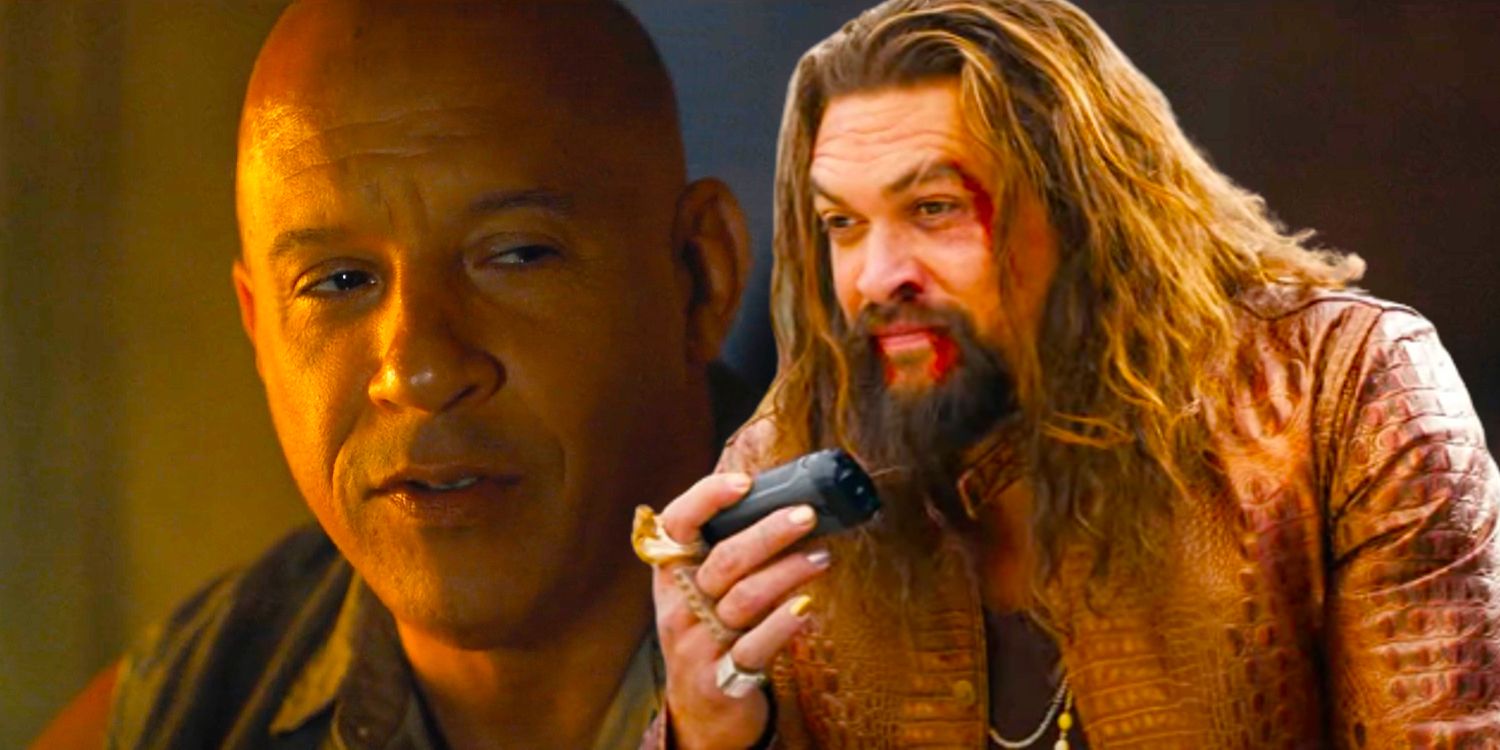 Custom image of Vin Diesel as Dom smiling and Jason Momoa as Dante talking on a radio in Fast X
