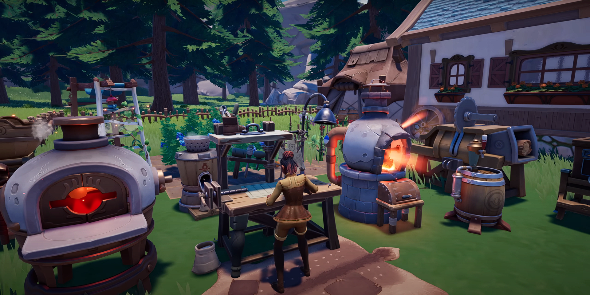 A player crafting in Palia