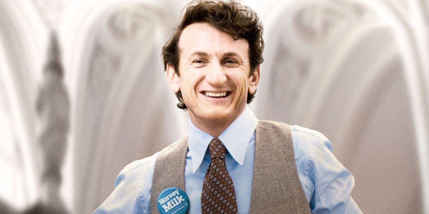 Sean Penn smiling in Milk