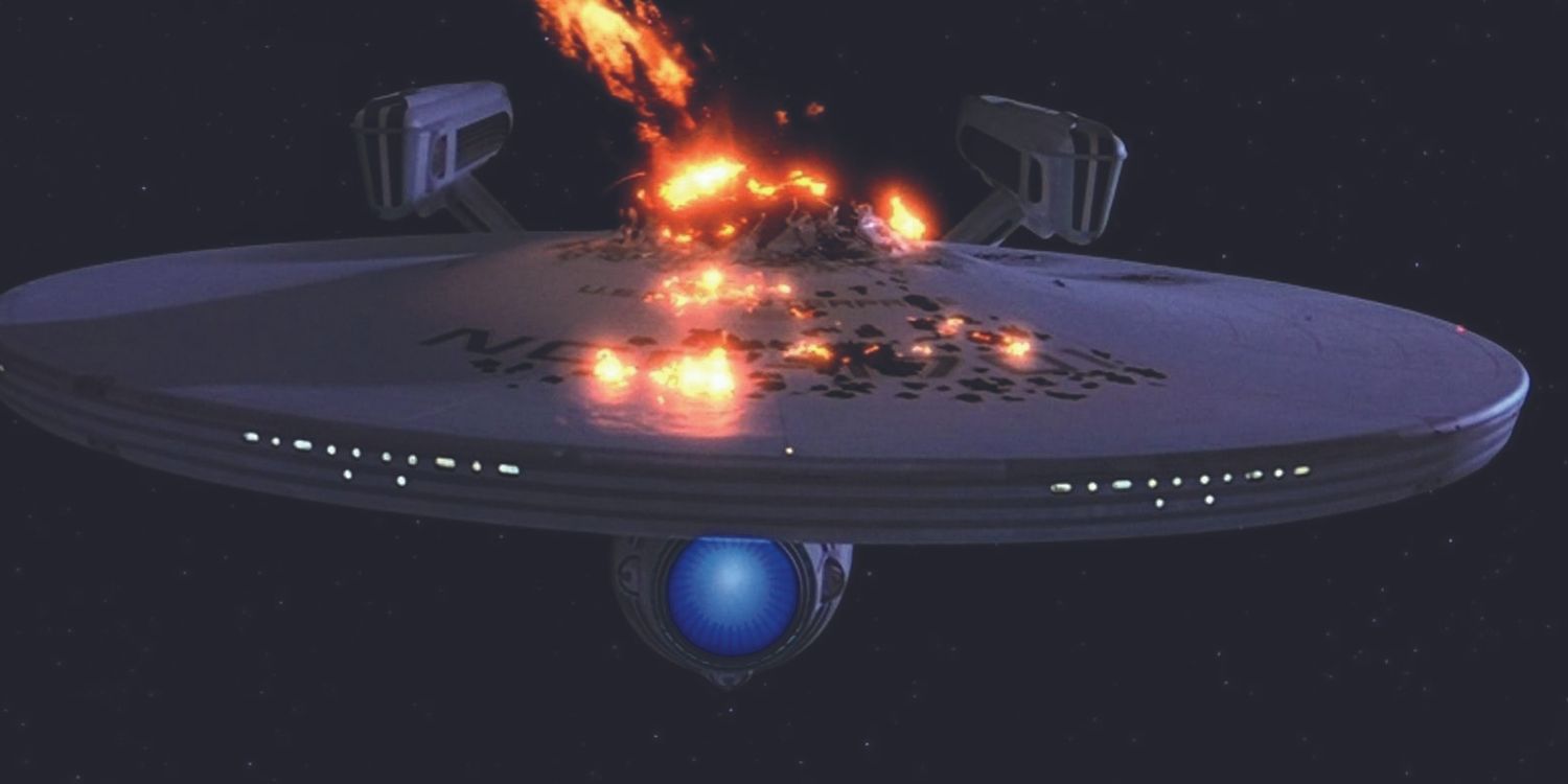 The Enterprise explodes in Star Trek 3: The Search For Spock.
