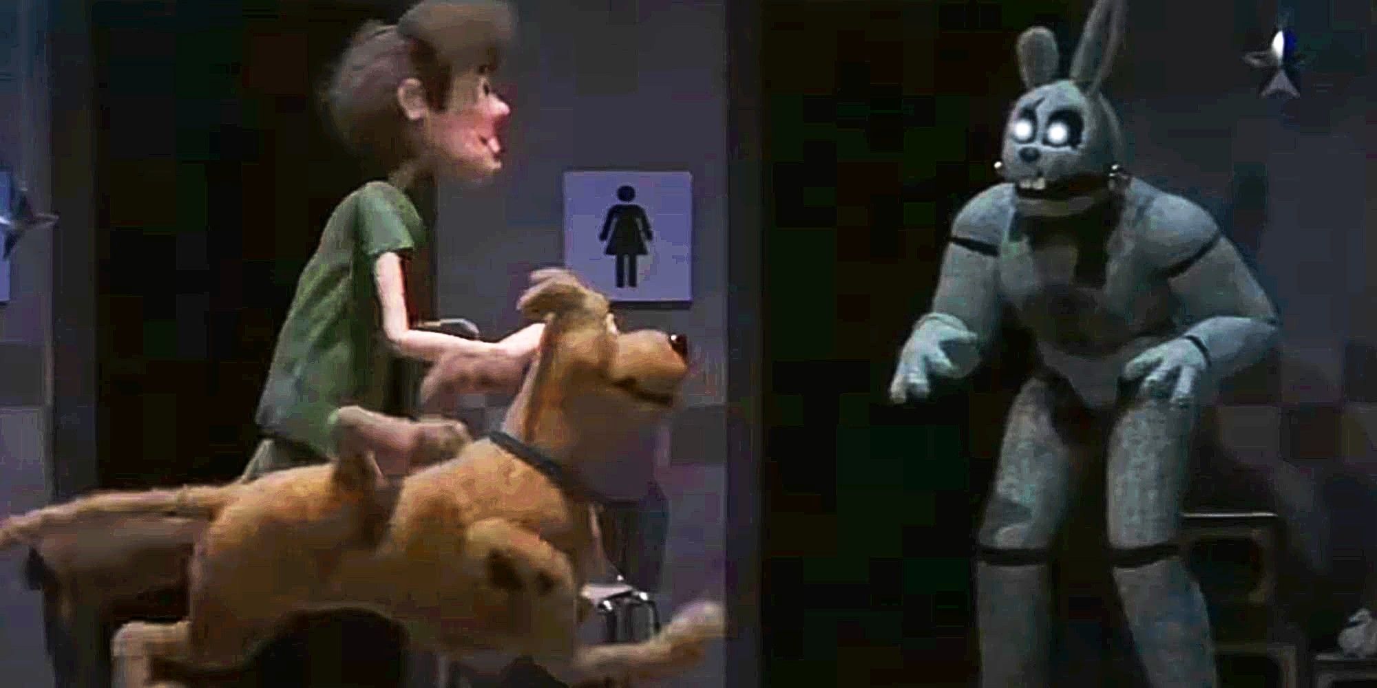 Shaggy and Scooby Doo in a stop motion Five Nights at Freddy's short